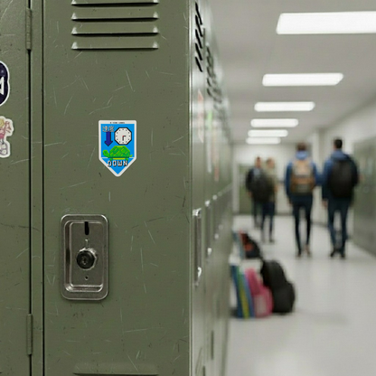Relaxation Slow Down Ability ✦ B-Side Label Sticker — locker scene using the Shopify PhotoRoom template and original photograph