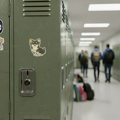 Cute Chihuahua ✦ B-Side Label Sticker — locker scene using the Shopify PhotoRoom template and original photograph
