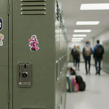 Cyber Boy Heart Fingers ✦ B-Side Label Sticker — locker scene using the Shopify PhotoRoom template and visually verified original photograph