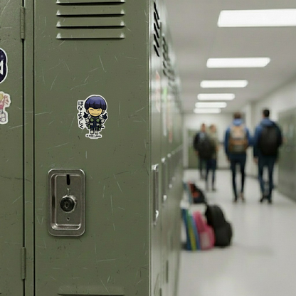 Kaiju No. 8 Hoshina Soushirou ✦ B-Side Label Sticker — locker scene using the Shopify PhotoRoom template and visually verified original photograph