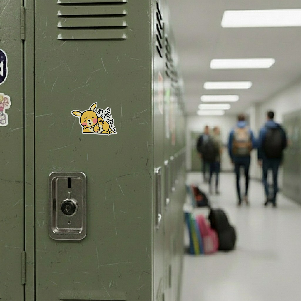 Mommy & Baby Kangaroo ✦ B-Side Label Sticker — locker scene using the Shopify PhotoRoom template and visually verified original photograph