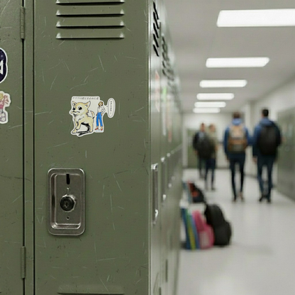 Cute Chihuahua & Woman ✦ B-Side Label Sticker — locker scene using the Shopify PhotoRoom template and visually verified original photograph