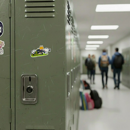 Pandas Fox Soldier Rifle ✦ B-Side Label Sticker — locker scene using the Shopify PhotoRoom template and original photograph