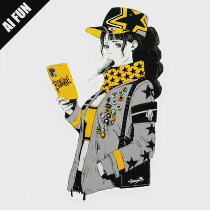 Starry Street-Style Girlie ✦ B-Side Label Sticker