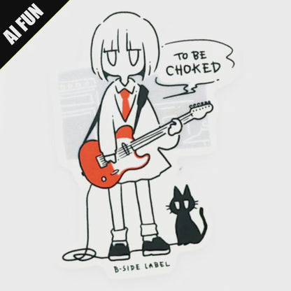 Guitar Girl & Cat ✦ B-Side Label Sticker