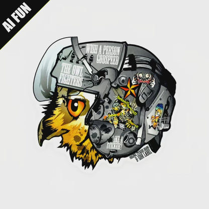 Owl Fighter Helmet ✦ B-Side Label Sticker