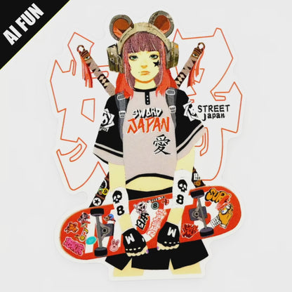 Samurai Skater Girlie ✦ B-Side Label Sticker