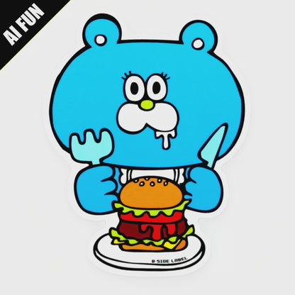 Hungry Blue Bear Burger ✦ B-Side Label Sticker