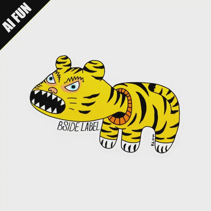 Quirky Cute Tiger ✦ B-Side Label Sticker