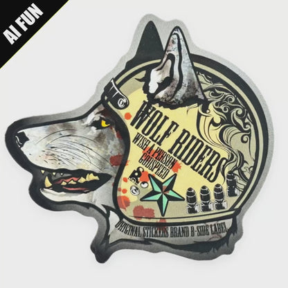 Wild Wolf Biker ✦ B-Side Label Sticker