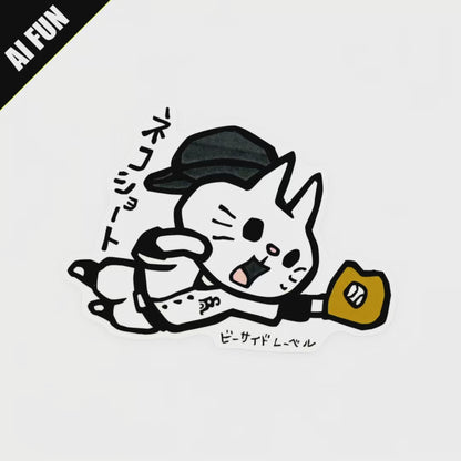 Baseball Cat Shortstop ✦ B-Side Label Sticker